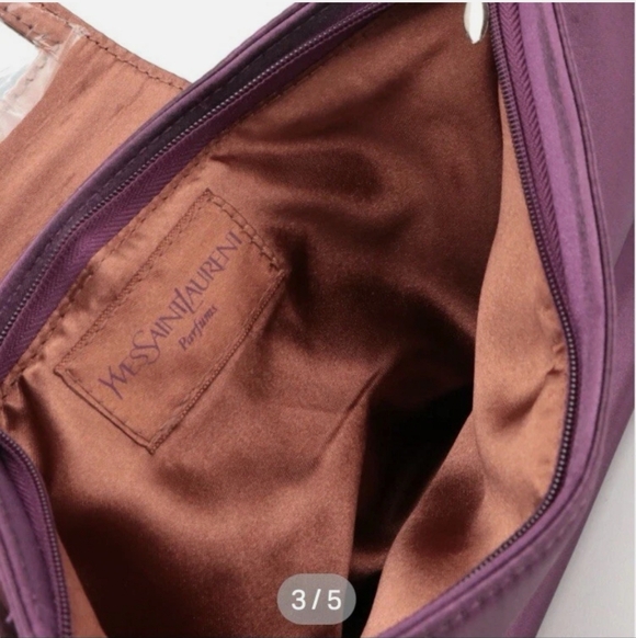 Yves Saint Laurent Satin Clutch in Purple and Tan - Picture 4 of 7